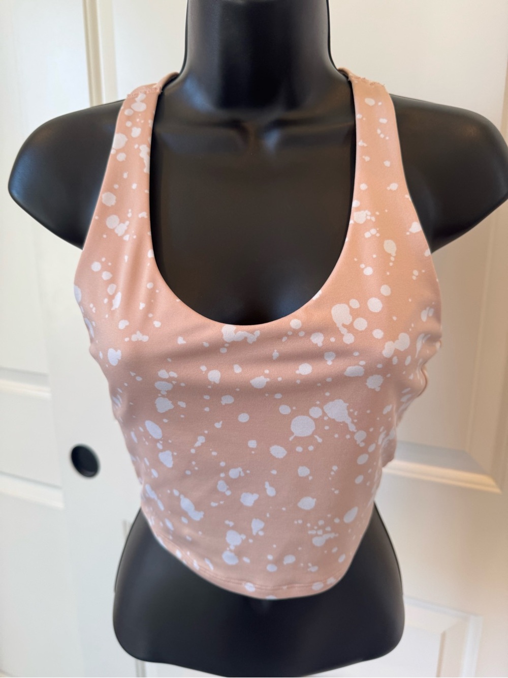 PINK Victoria's Secret Peach Racerback Sports Bra with White Splatter
